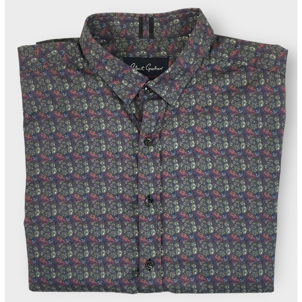 Robert Graham Shirt Mens XL Tailored‎ Button Up Modern Americana Geometric Art